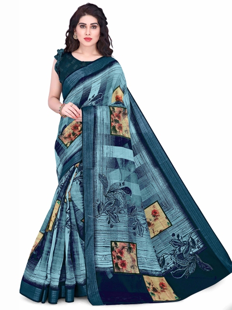 

KALINI Blue & Black Floral Bagh Saree