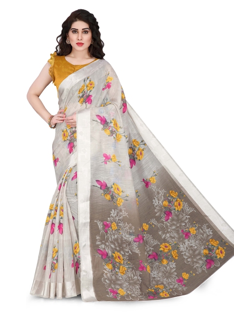 

KALINI Off White & Grey Floral Bagh Saree