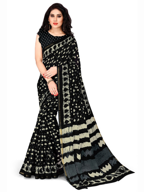 

KALINI Black & Off White Zari Saree