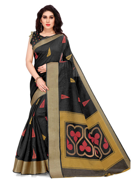 

KALINI Black & Beige Woven Design Zari Cotton Saree