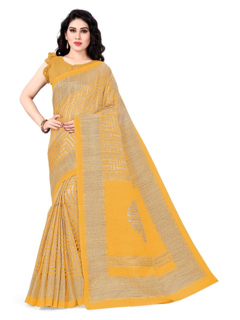 

KALINI Mustard Yellow & Golden Art Silk Saree