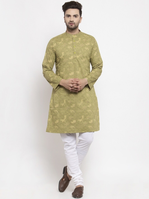 

NEUDIS Men Green & Beige Printed Kurta