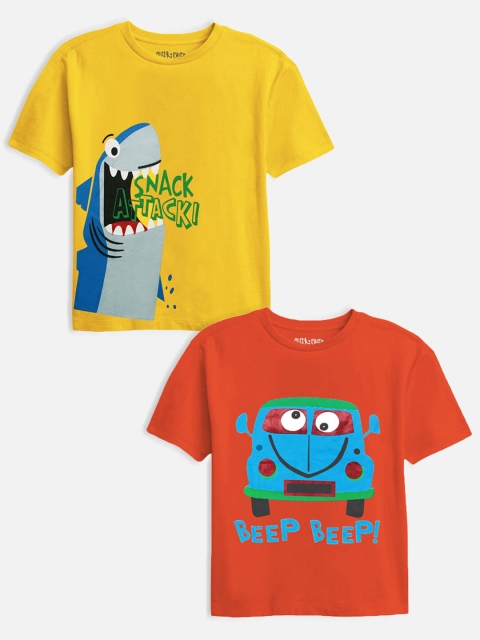 

Miss & Chief Boys Yellow 2 Printed Applique T-shirt