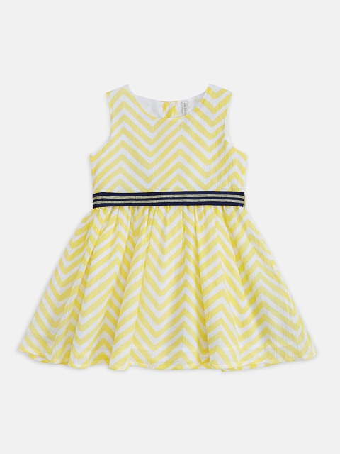 

Pantaloons Baby Girl Yellow & White Dress