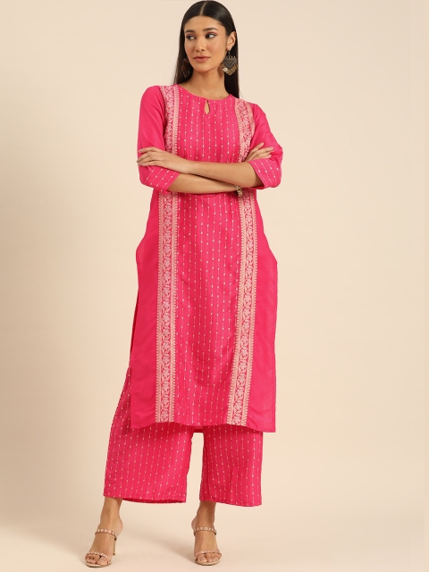 

Anouk Women Pink Ethnic Motifs Printed Regular Kurta with Palazzos