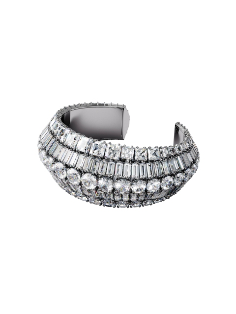 

SWAROVSKI Women White Crystals Rhodium-Plated Cuff Bracelet