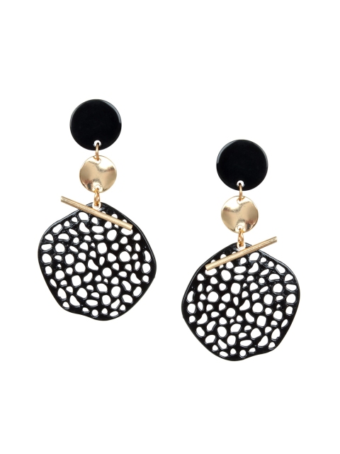 

Mali Fionna Black and Gold Toned Contemporary Drop Earrings
