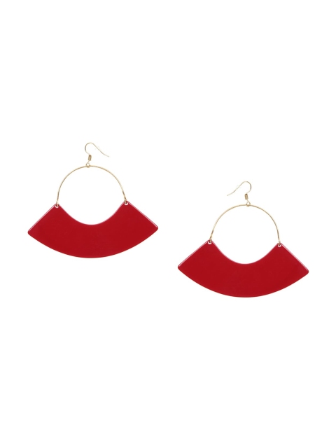 

Mali Fionna Red Contemporary Half Hoop Earrings