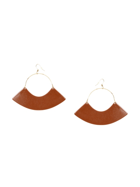 

Mali Fionna Brown & Gold-Toned Contemporary Drop Earrings