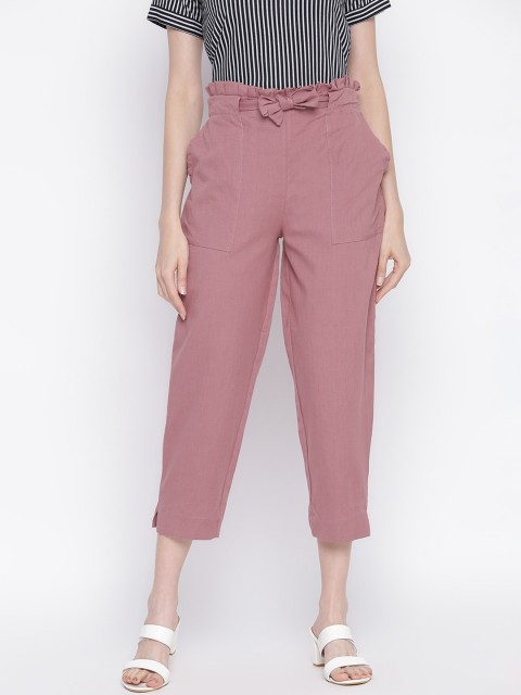 

INIESTA Women Purple Solid High-Rise Trousers