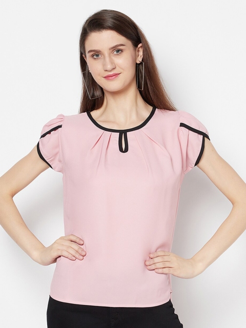 

Purple State Pink Keyhole Neck Regular Top