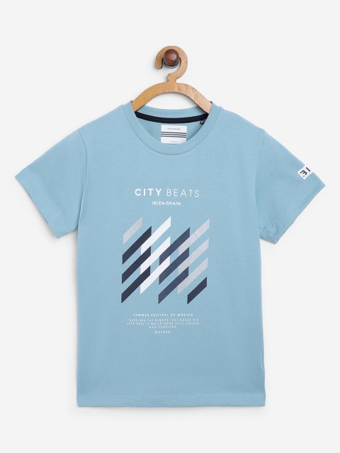 

Octave Boys Blue Typography Printed Cotton T-shirt