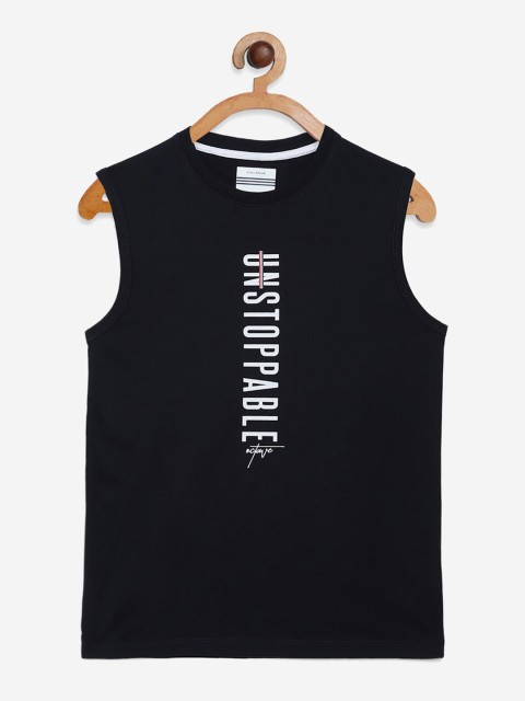 

Octave Boys Black Typography Printed T-shirt