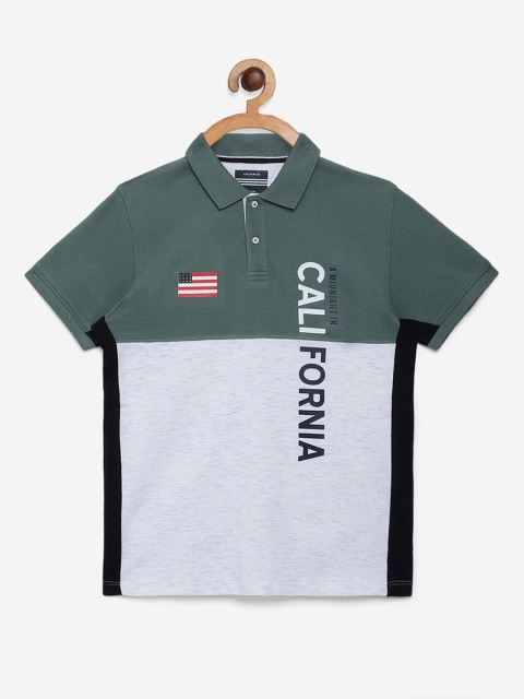 

Octave Boys Olive Green & Grey Colourblocked Polo Collar T-shirt