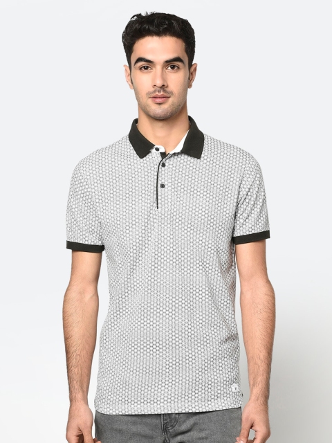 

Octave Men Olive Green & White Printed Polo Collar T-shirt