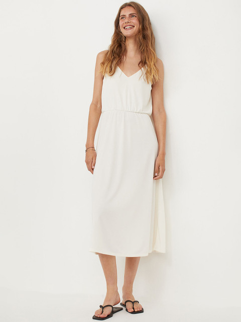 

H&M Women White Solid Sleeveless Jersey Dress