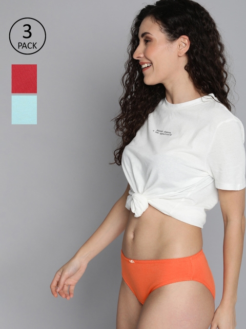 

Mast & Harbour Women Pack of 3 Pure Cotton Bikini Briefs BIK- NEW-002, Orange