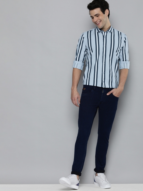 

Mast & Harbour Men Blue Slim Fit Striped Casual Shirt