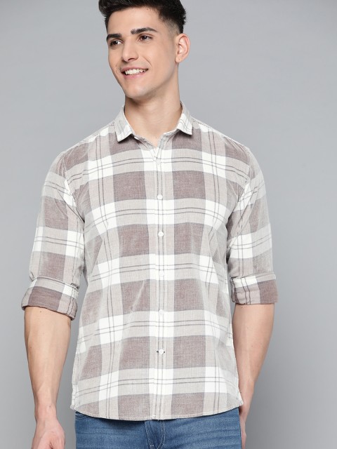 

Mast & Harbour Men Brown Pure Cotton Checked Corduroy Casual Shirt