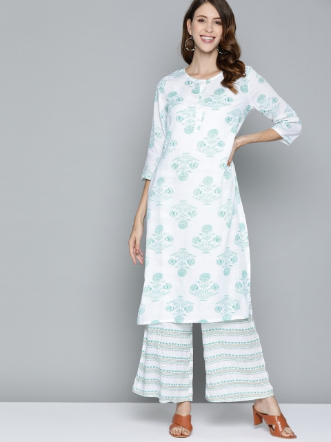 

HERE&NOW Women White Floral Printed Regular Kurta with Palazzos