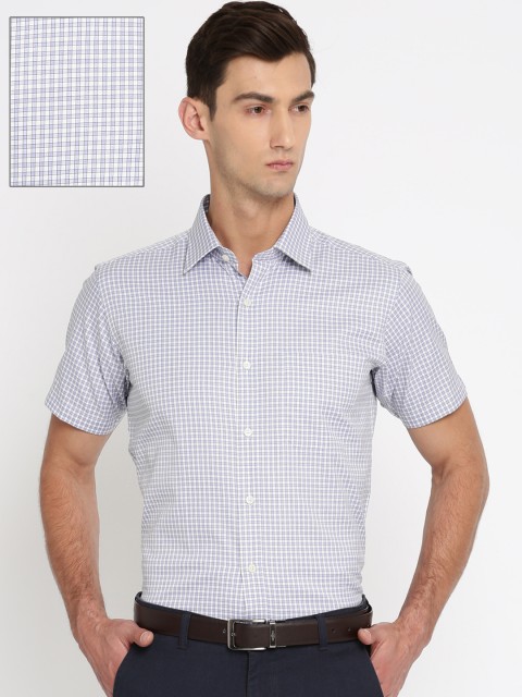 

Raymond Men White & Blue Contemporary Fit Checked Formal Shirt