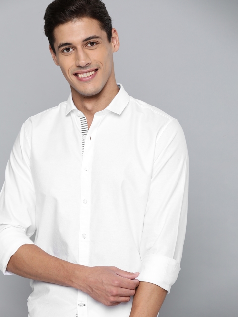 

Mast & Harbour Men White Cotton Opaque Casual Shirt