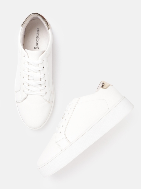 

DressBerry Women White Solid Flatform Sneakers