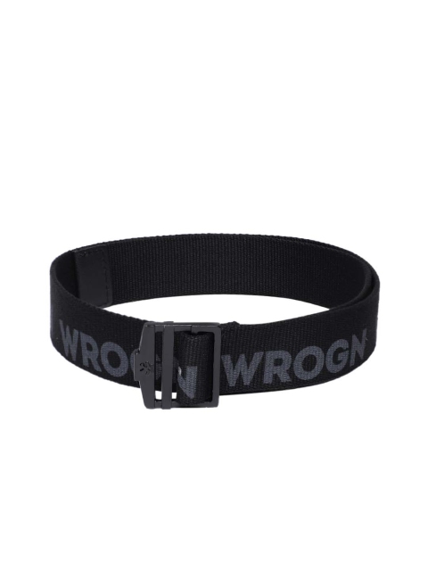 

WROGN Men Black & Grey Brand Logo Print Belt