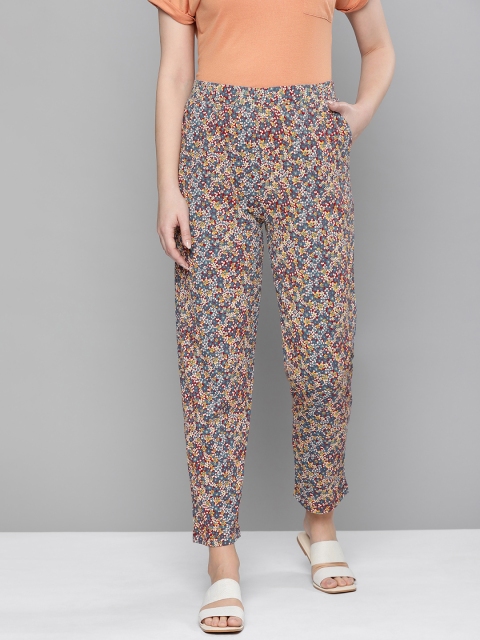 

HERE&NOW Women Multicolour Floral Printed Pure Cotton Lounge Pants, Multi
