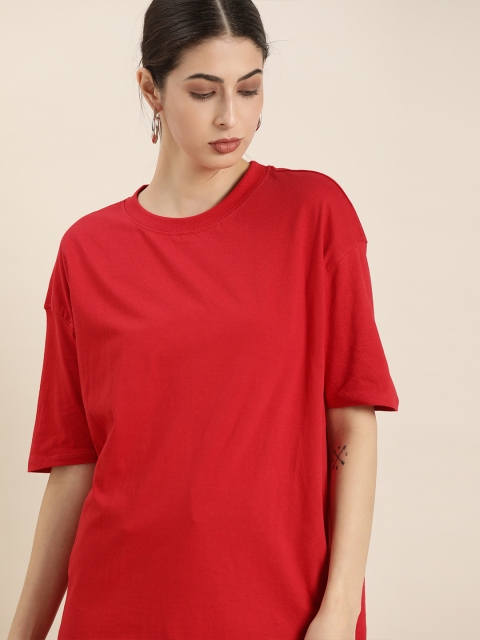 

Moda Rapido Women Gorgeous Red Solid Tshirt