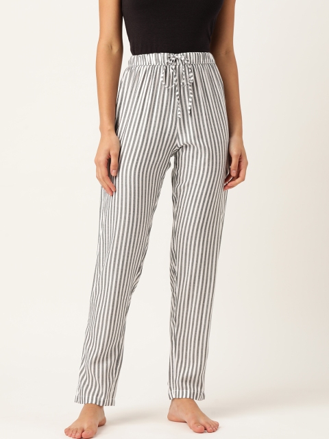 

ETC Women Charcoal Grey & White Striped Lounge Pants