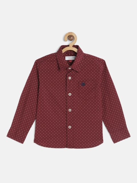 

U.S. Polo Assn. Kids Boys Maroon & White Pure Cotton Opaque Printed Casual Shirt