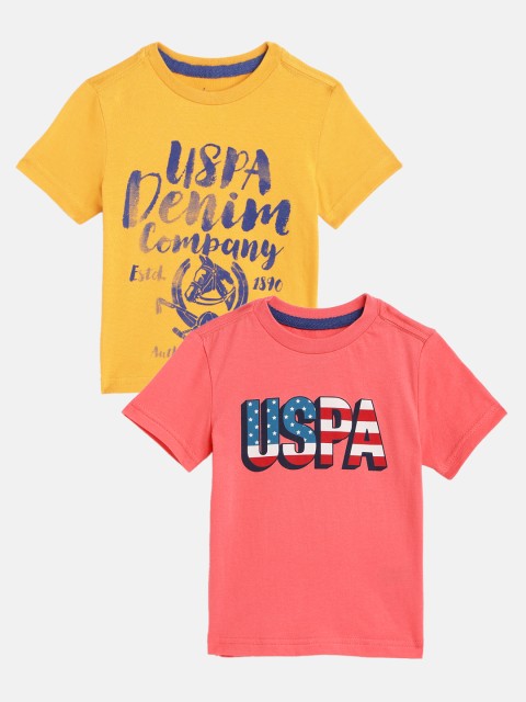 

U.S. Polo Assn. Kids Boys Pack Of 2 Assorted Pure Cotton Printed T-shirt