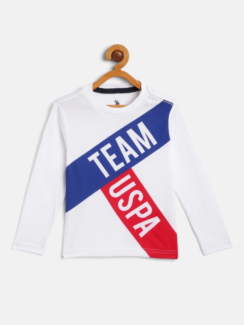 

U S Polo Assn Kids Boys White Typography Printed T-shirt
