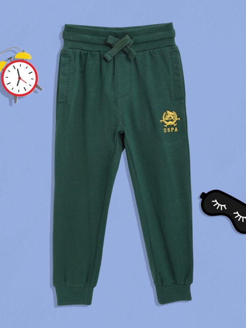 

U.S. Polo Assn. Kids Boys Green Pure Cotton Brand Logo Detail Joggers