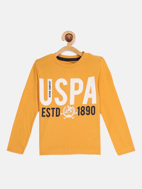 

U.S. Polo Assn. Kids Boys Yellow Printed Pure Cotton T-shirt