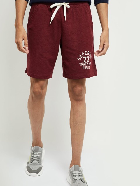 

max Men Maroon Placement Printed Mid-Rise Regular Shorts