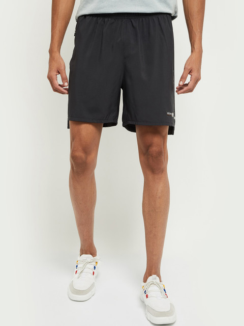 

max Men Grey Mid-Rise Sports Shorts