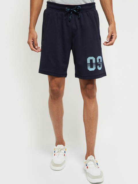 

max Men Navy Blue Mid-Rise Regular Shorts