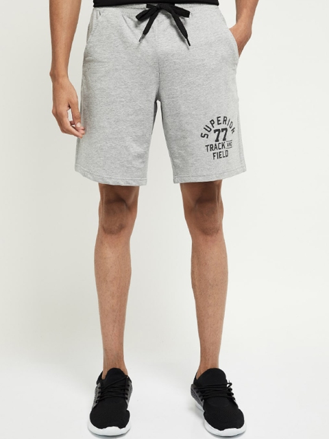 

max Men Grey Melange Mid-Rise Regular Shorts