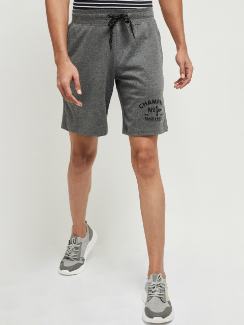 

max Men Grey Melange Mid-Rise Regular Shorts