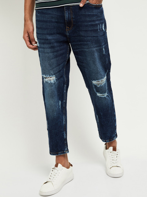 

max Men Blue Mildly Distressed Light Fade Jeans