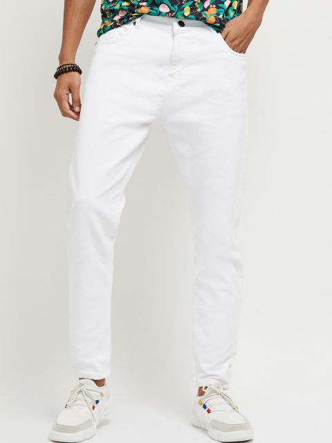 

max Men White Regular Fit Mid-Rise Solid Jeans