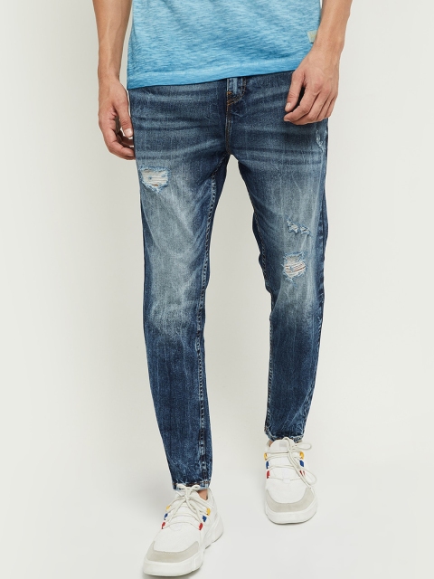 

max Men Blue Mildly Distressed Heavy Fade Stretchable Jeans