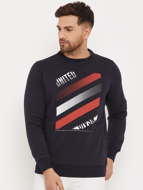 

98 Degree North Men Navy Blue Printed Sweatshirt