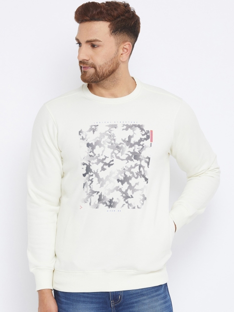 

98 Degree North Men Off White Printed Sweatshirt