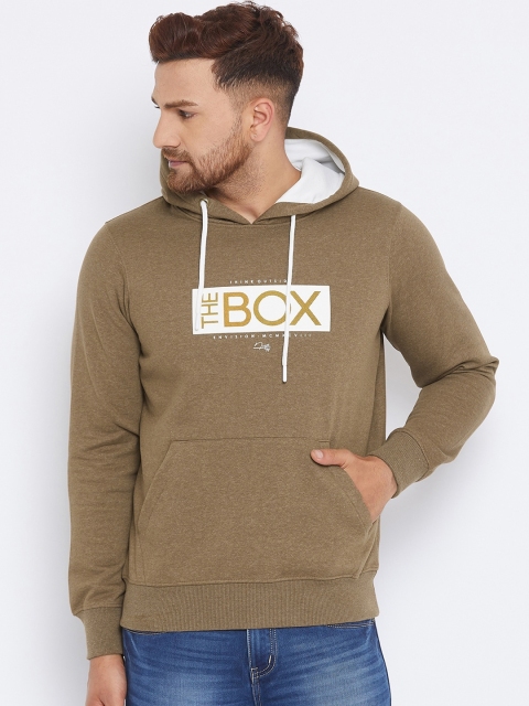 

98 Degree North Men Brown Printed Hooded Sweatshirt