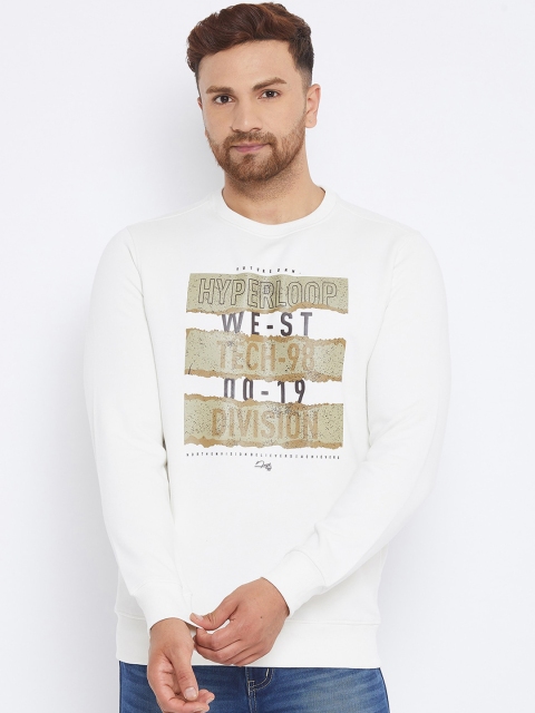 

98 Degree North Men Off White Printed Sweatshirt