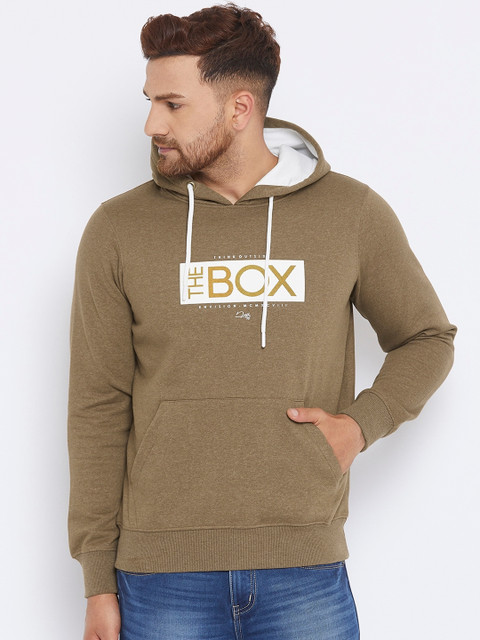 

98 Degree North Men Brown Printed Hooded Sweatshirt