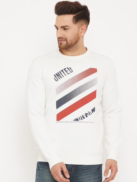 

98 Degree North Men Off White Printed Sweatshirt